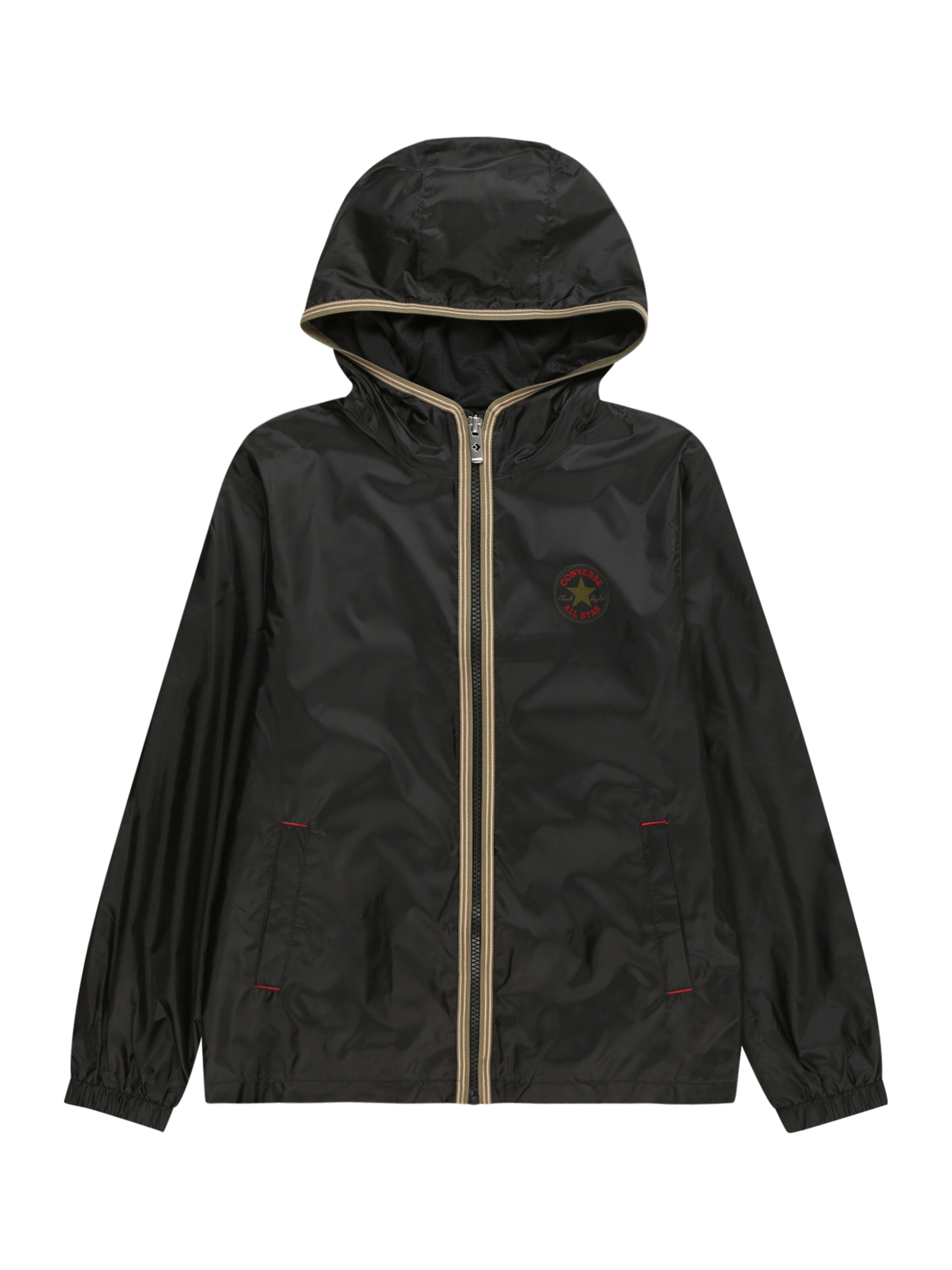 CONVERSE Φθινοπωρινό και ανοιξιάτικο μπουφάν 'Core' σε μαύρο: μπροστά