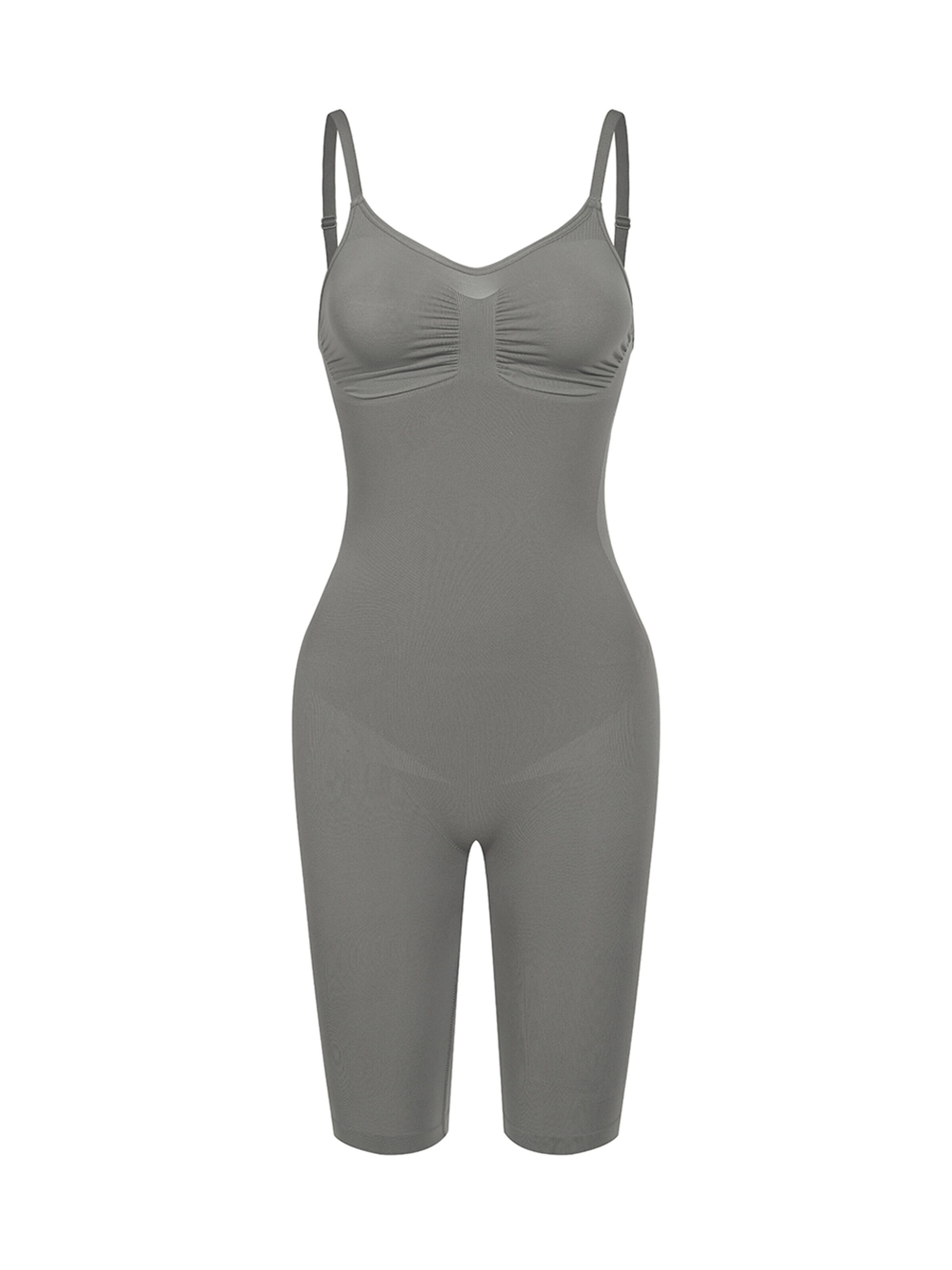 cfab (formerly creamy fabrics) Shapingbody 'Bodysuit Sculpting Shapewear mit Shorts' in Grijs: voorkant