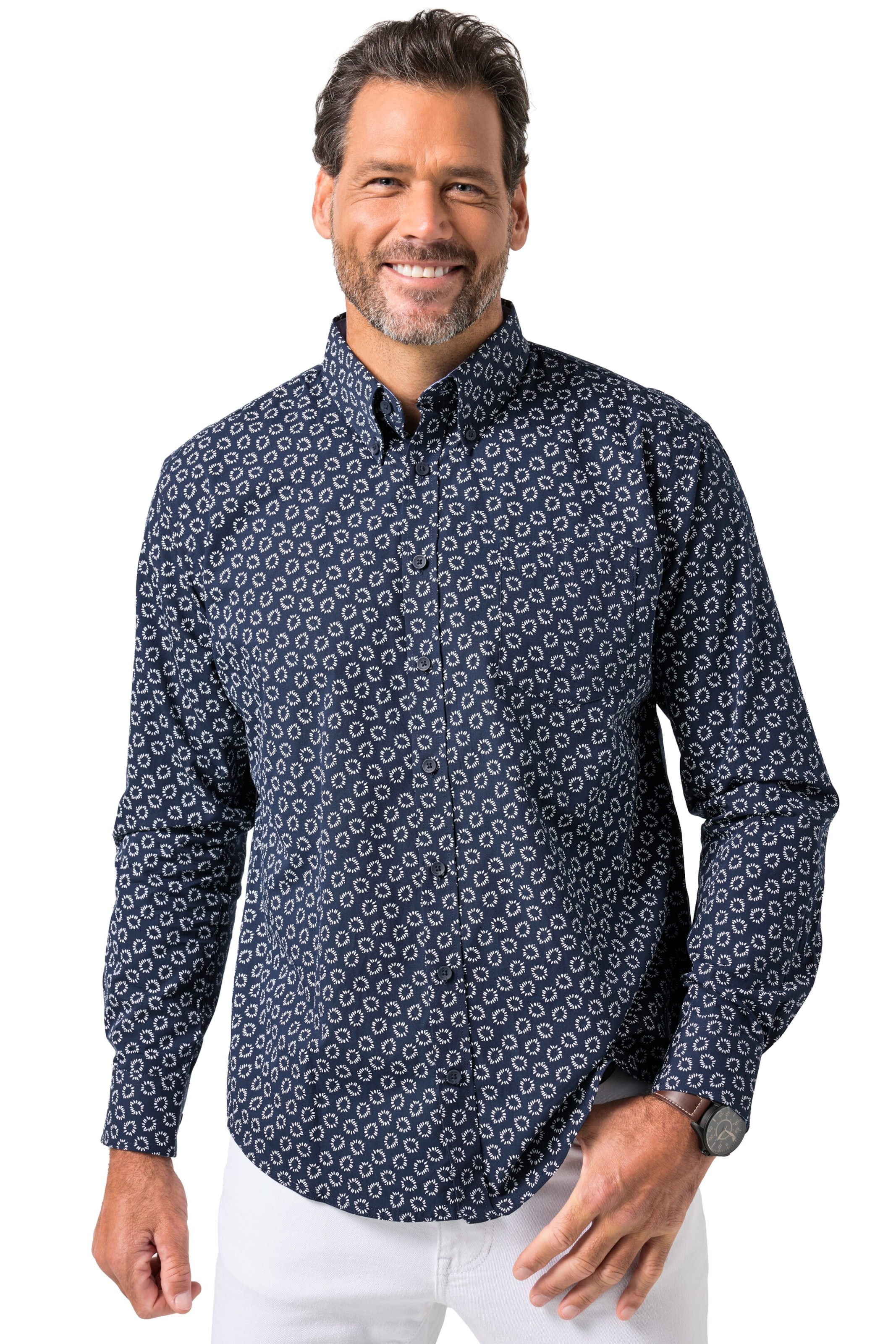 JP1880 Regular fit Overhemd in Blauw: voorkant