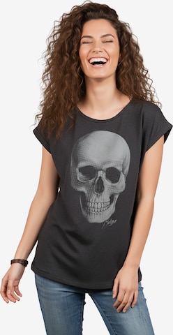 MAKAYA Shirt 'Totenkopf' in Grey: front