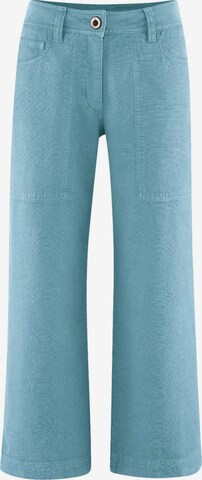 HempAge Pants ' Pants High Rise ' in Blue: front