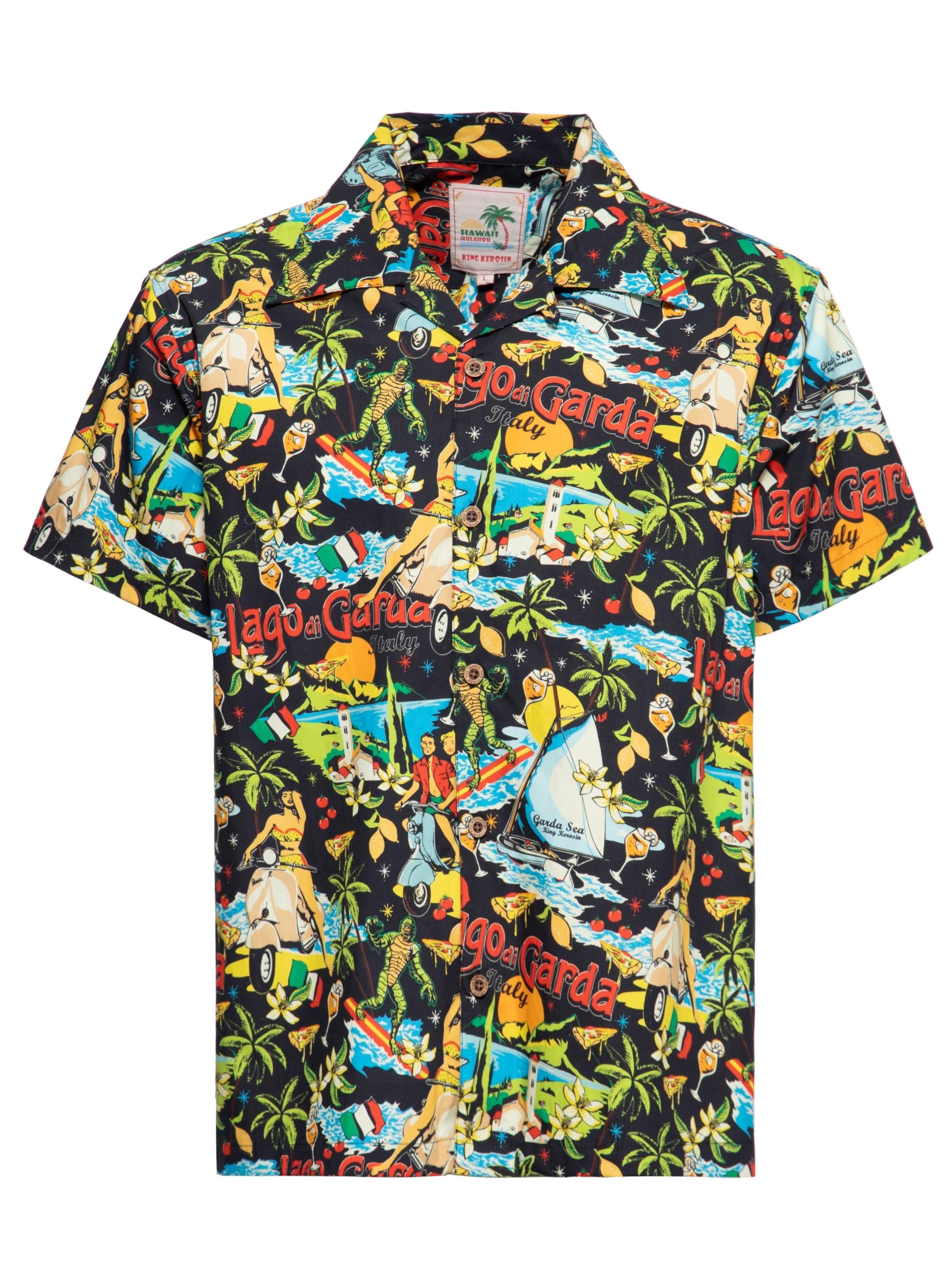 King Kerosin Button Up Shirt 'Lago di Garda' in Black, Item view