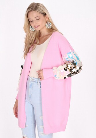 Cardigan IZIA en rose : devant
