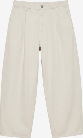 Pull&Bear Baggy Pleat-Front Pants in White: front