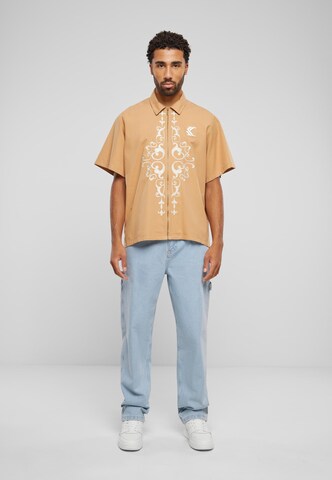 Karl Kani Comfort fit Button Up Shirt in Beige