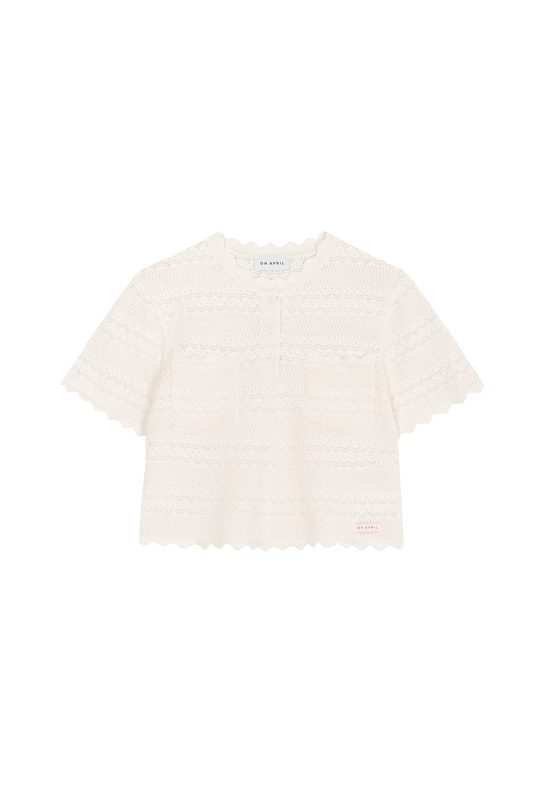 OH APRIL Cardigan en L en blanc cassé, Vue avec produit