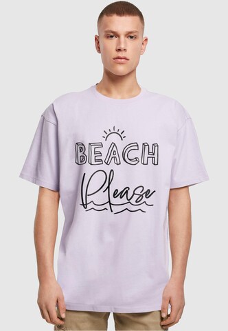 Merchcode Shirt 'Beach Please' in Lila: voorkant