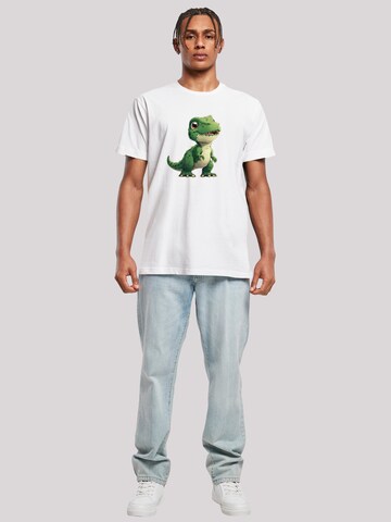 T-Shirt 'Süßer Grüner Dino' F4NT4STIC en blanc