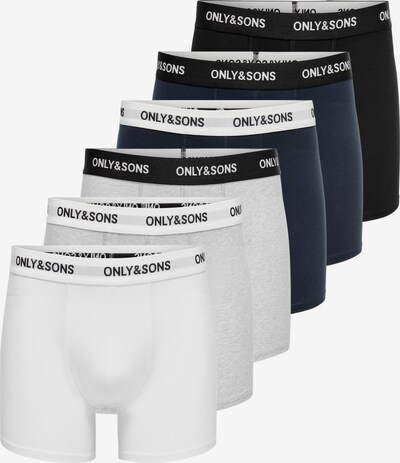 Only & Sons Boxershorts 'FITZ' i marinblå / ljusgrå / svart / vit, Produktvy