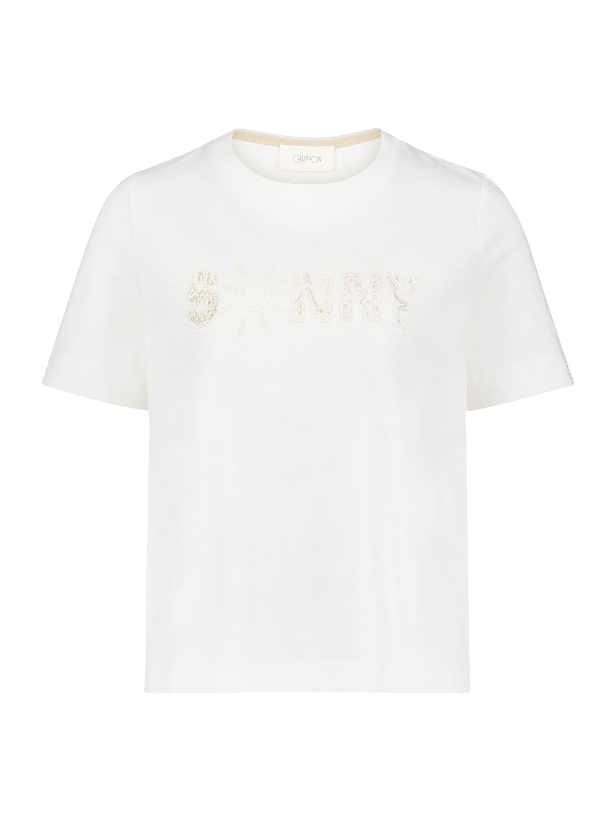 Cartoon Printshirt mit Rundhalsausschnitt in creme, Produktansicht