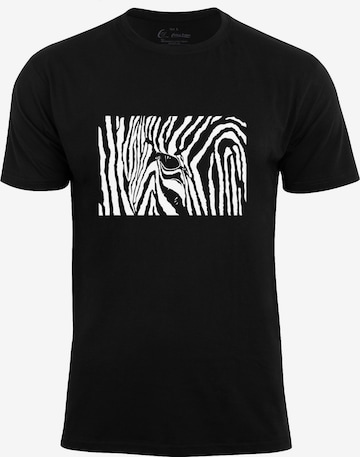 Maglietta 'Black & White Zebra Eye' di Cotton Prime in nero: frontale