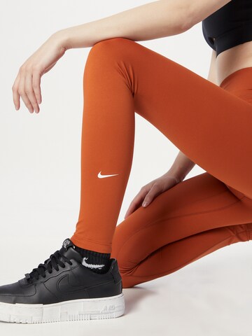 NIKE Skinny Workout Pants 'One' in Yellow