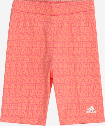 ADIDAS SPORTSWEAR Skinny Sportbroek 'Brand Love Print  Biker' in Oranje: voorkant