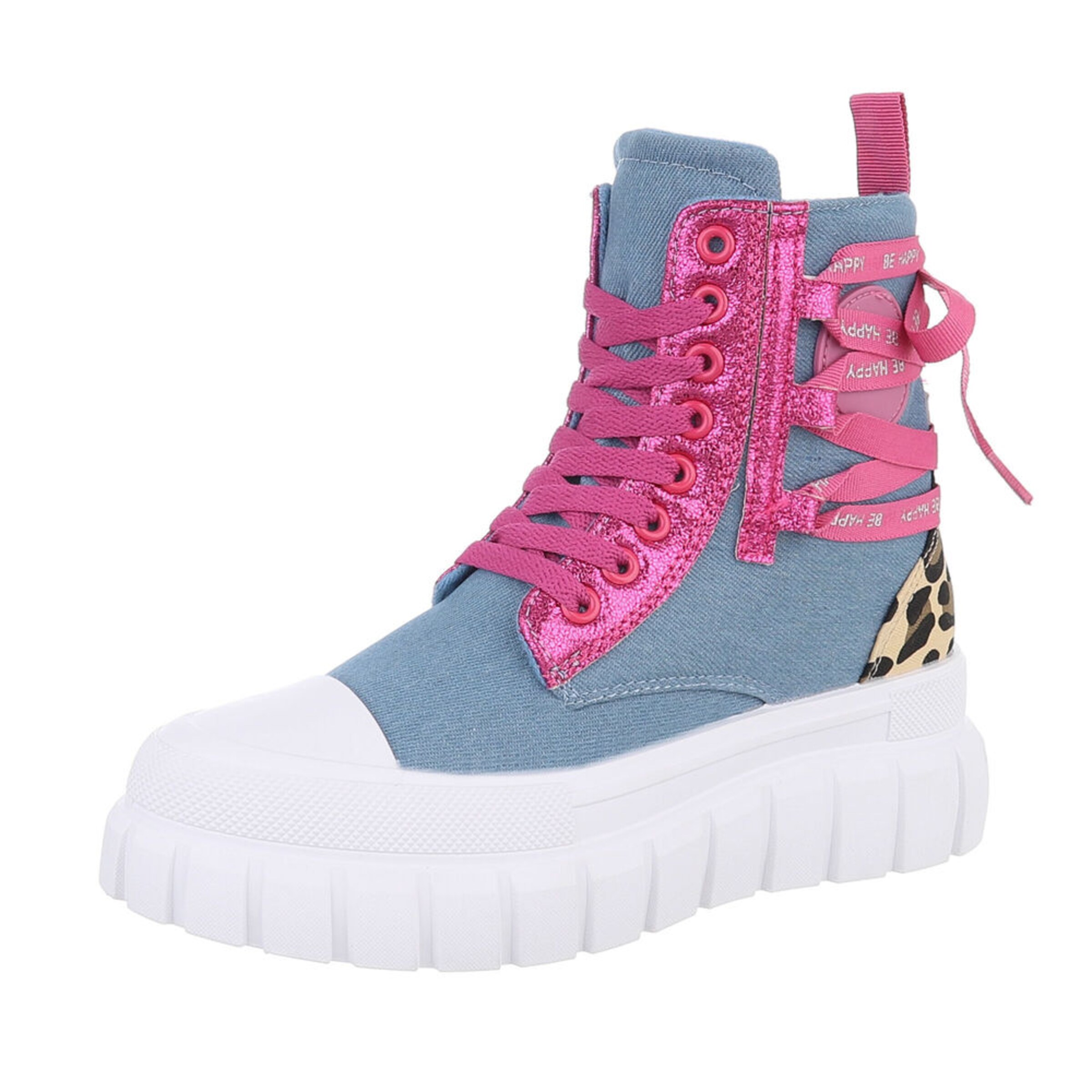 Ital-Design Sneaker high in beige / blau / pink, Produktansicht