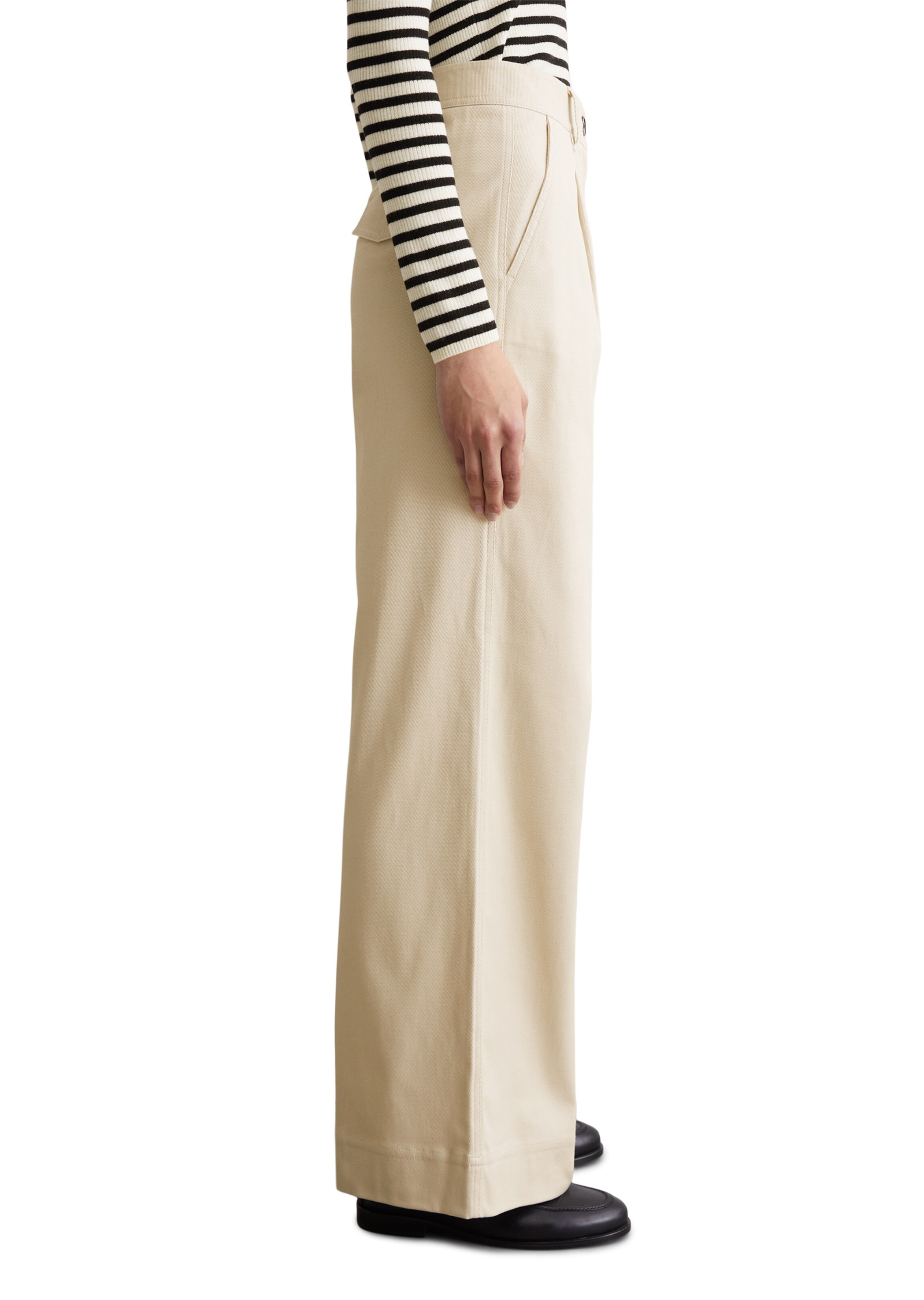Marc O'Polo Wide leg Bandplooibroek in Beige