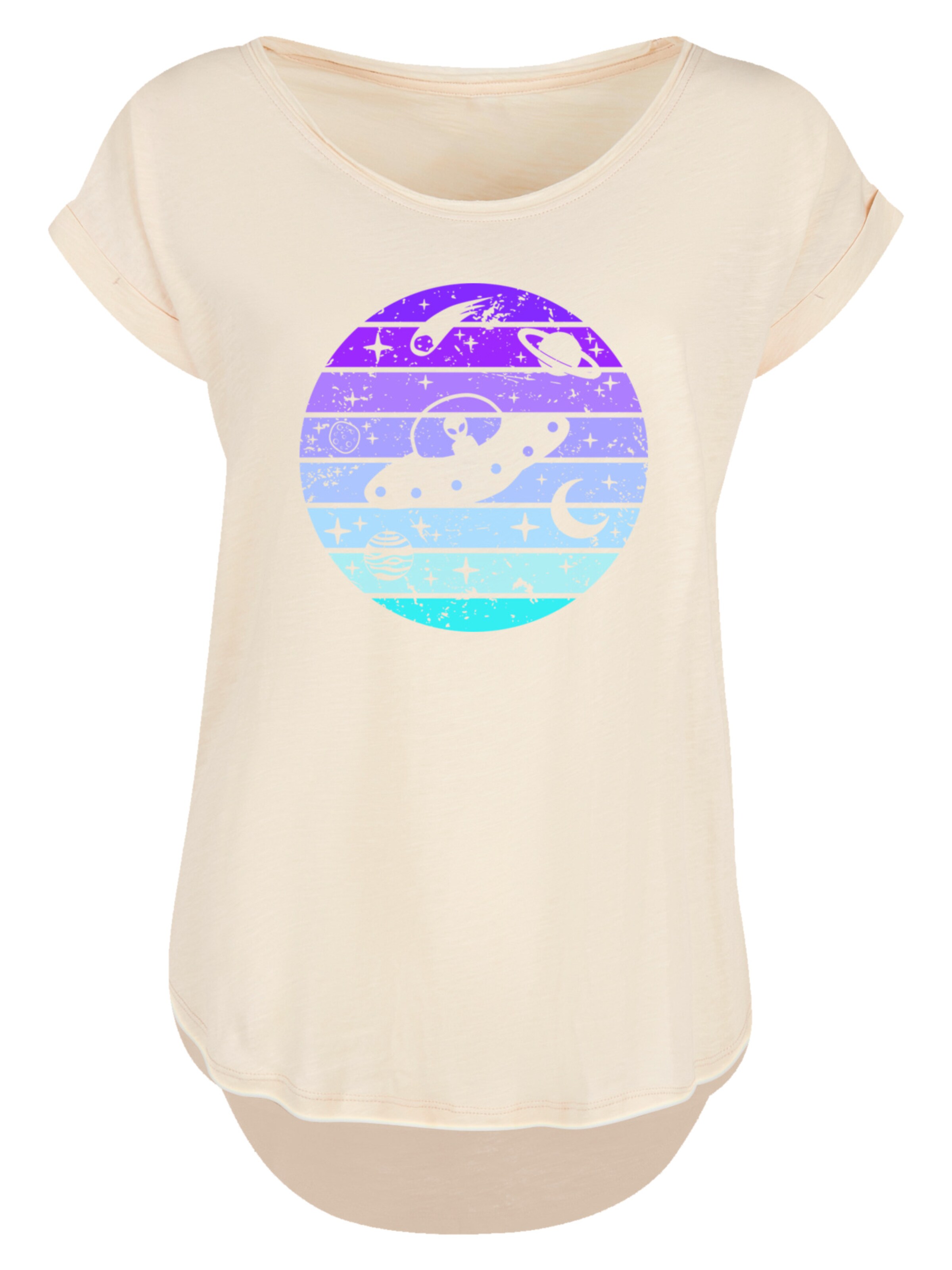 F4NT4STIC Shirt 'Retro Alien Weltraum Sonnenuntergang' in Beige: front