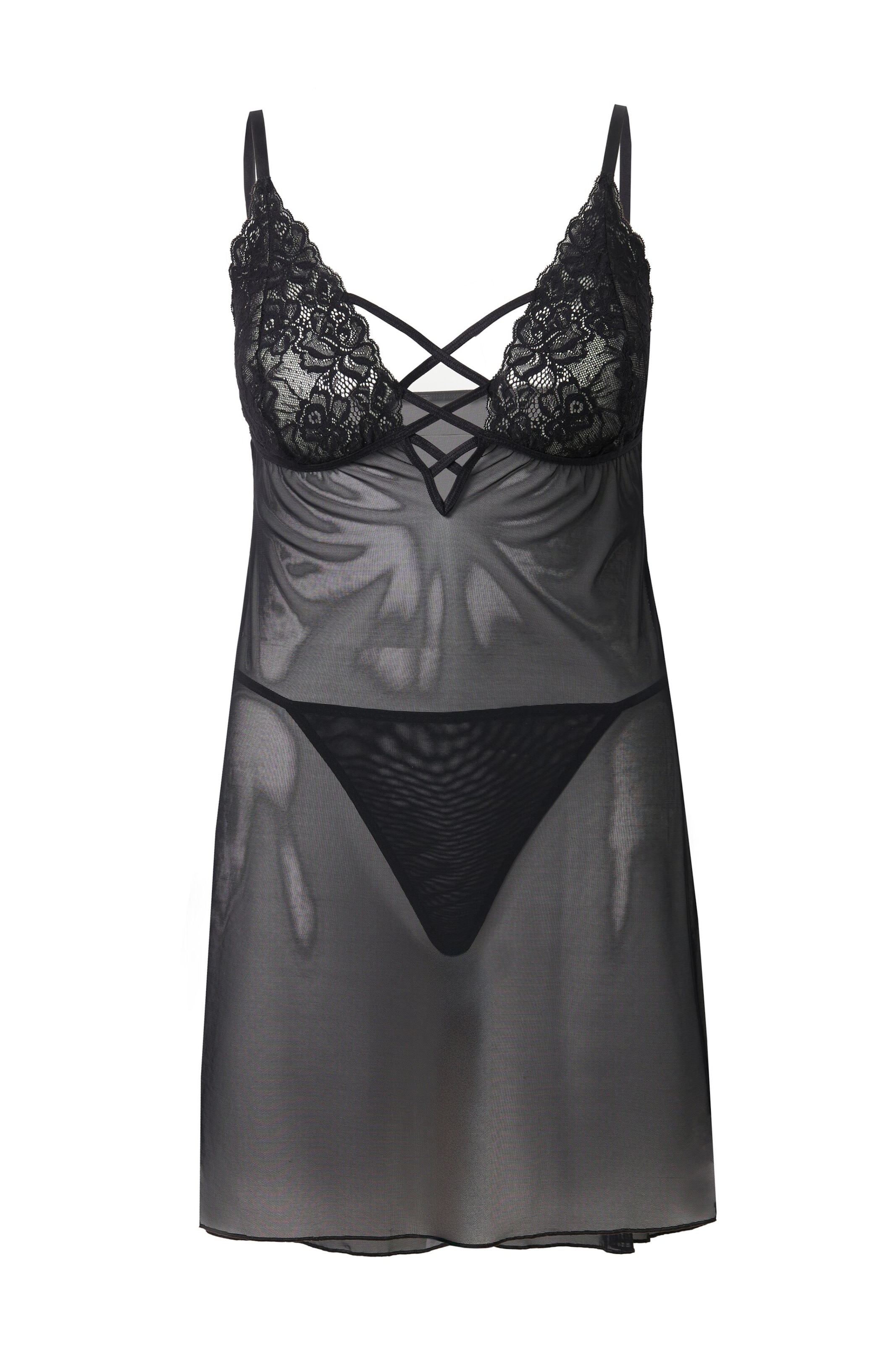 Ulla Popken Negligé in Zwart: voorkant