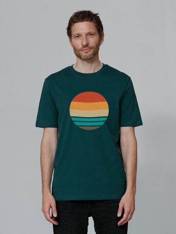 Maglietta 'Retro Sunset Ocean' di Watapparel in verde: frontale