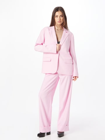 NA-KD Wide leg Pleat-Front Pants in Pink