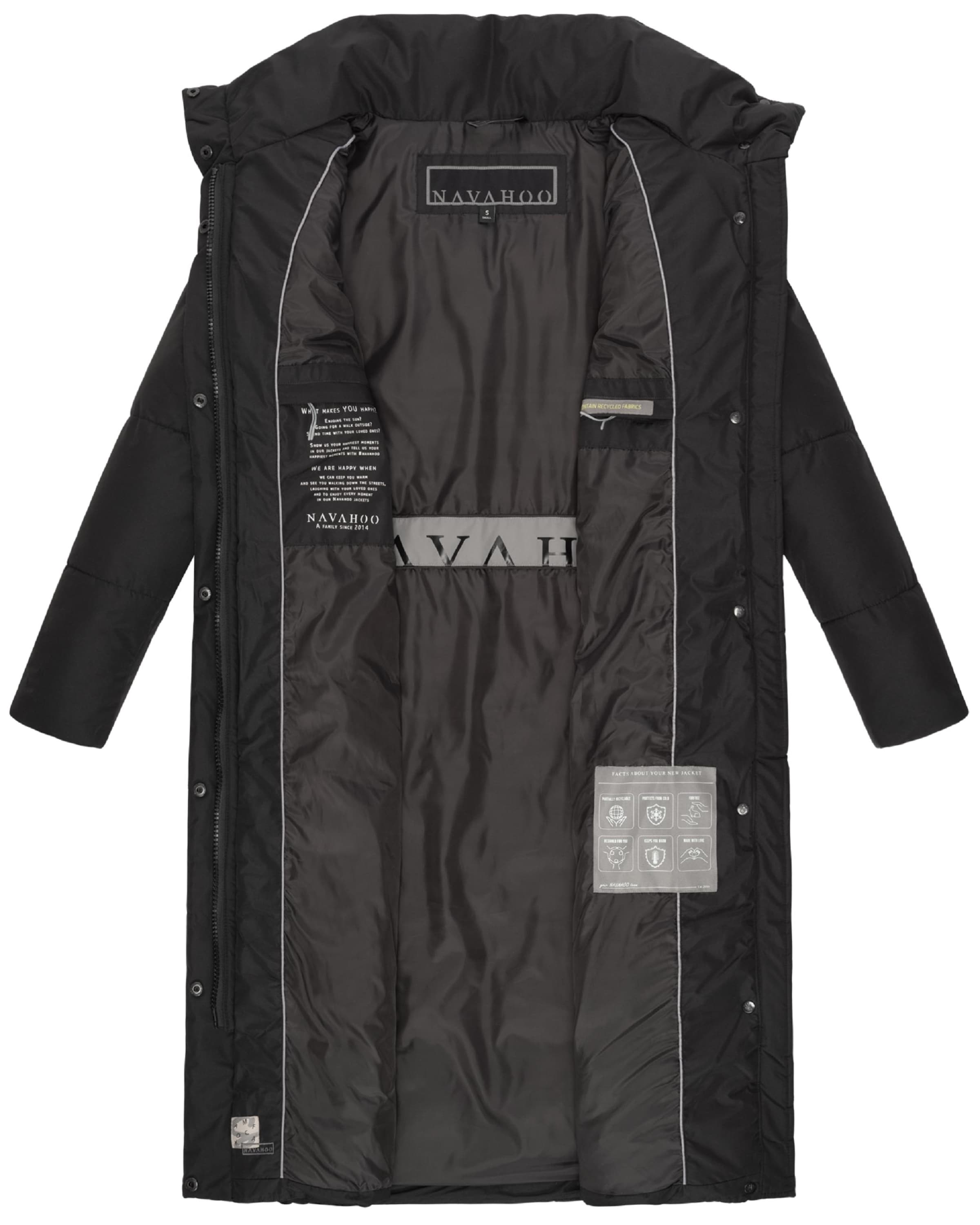 NAVAHOO Talvemantel 'Der Wahnsinn 14', värv must
