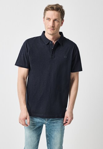 Street One MEN Slub Jersey Poloshirt in Blau: Vorderseite