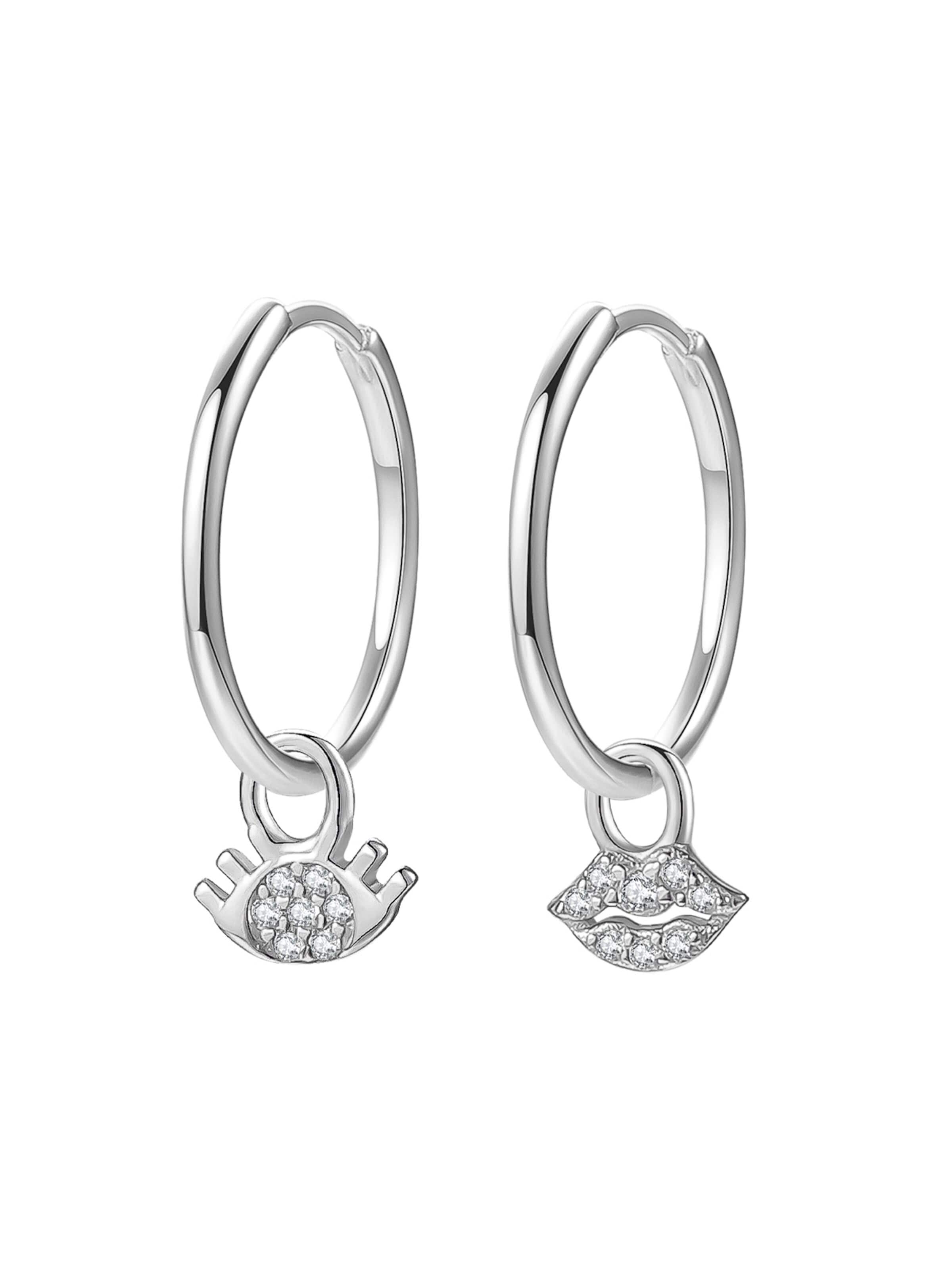 Hey Happiness - Pendientes 'Eyes and Lips' en plata