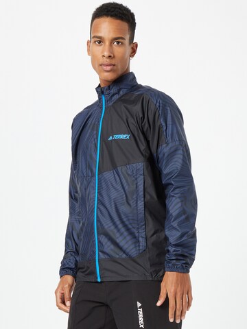 ADIDAS TERREX Athletic Jacket in Blue: front