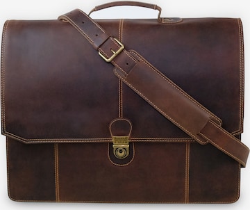 Buckle & Seam Document Bag 'Sierra' in Brown: front