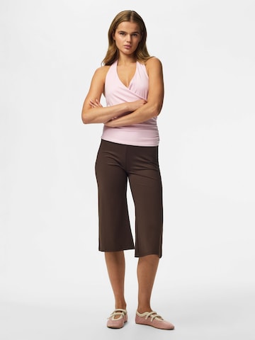 PIECES Wide leg Broek 'SOFIA' in Bruin