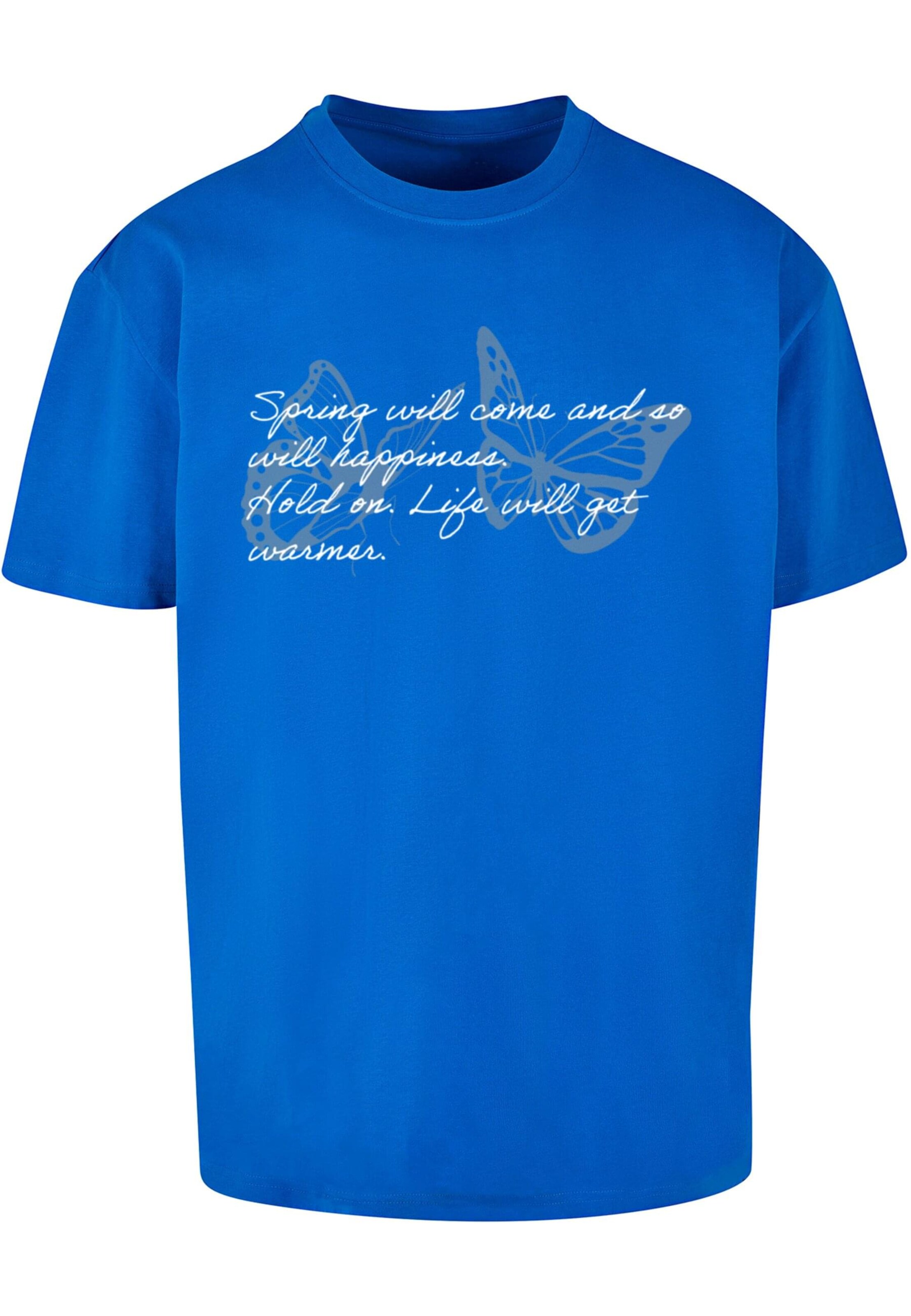 Merchcode Shirt 'Spring Saying' in Blue: front