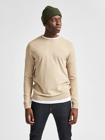 SELECTED HOMME - Regular Fit Pullover 'Berg' em bege: frente