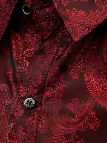 YOUTHUP Comfort fit Button Up Shirt 'Stick' in Red