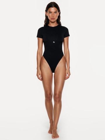 GOD SAVE QUEENS Bodi 'Second Skin T-Shirt Bodysuit' | črna barva
