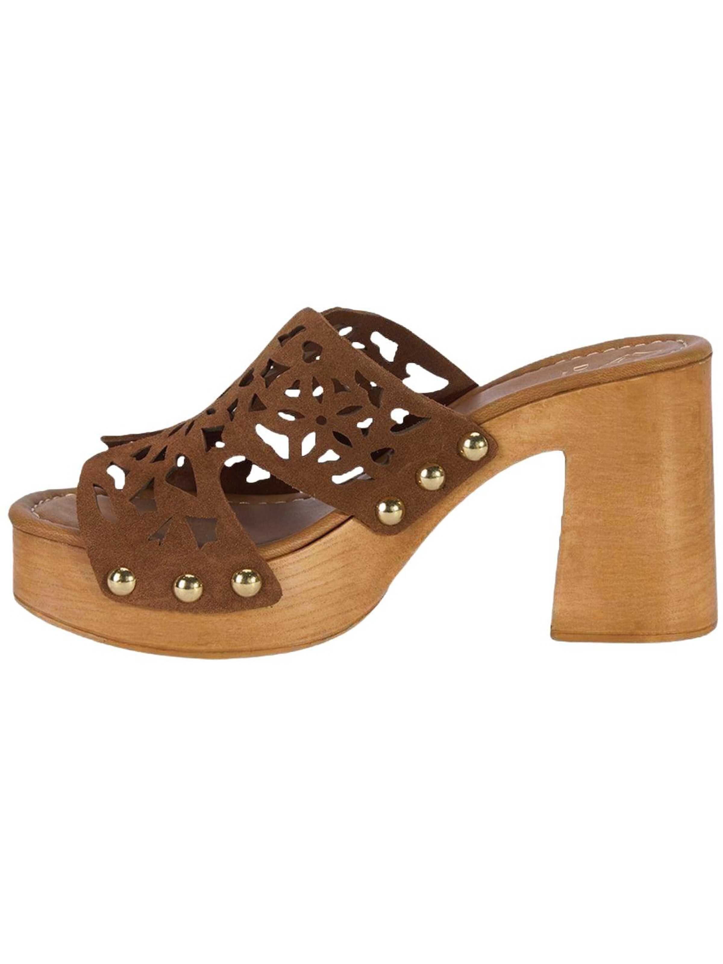 Desa - Zapatos abiertos 'DESA Damen-Plateausandalen aus perforiertem Wildleder' en marrón