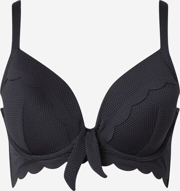 Hunkemöller T-Shirt Bikinitop 'Scallop' in Schwarz: predná strana