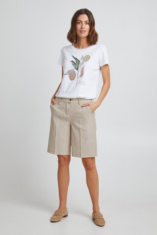 Fransa Regular Trousers with creases in Beige