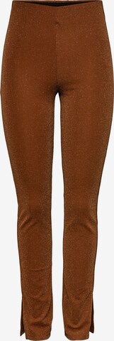 Coupe slim Pantalon 'LINA' PIECES en marron : devant