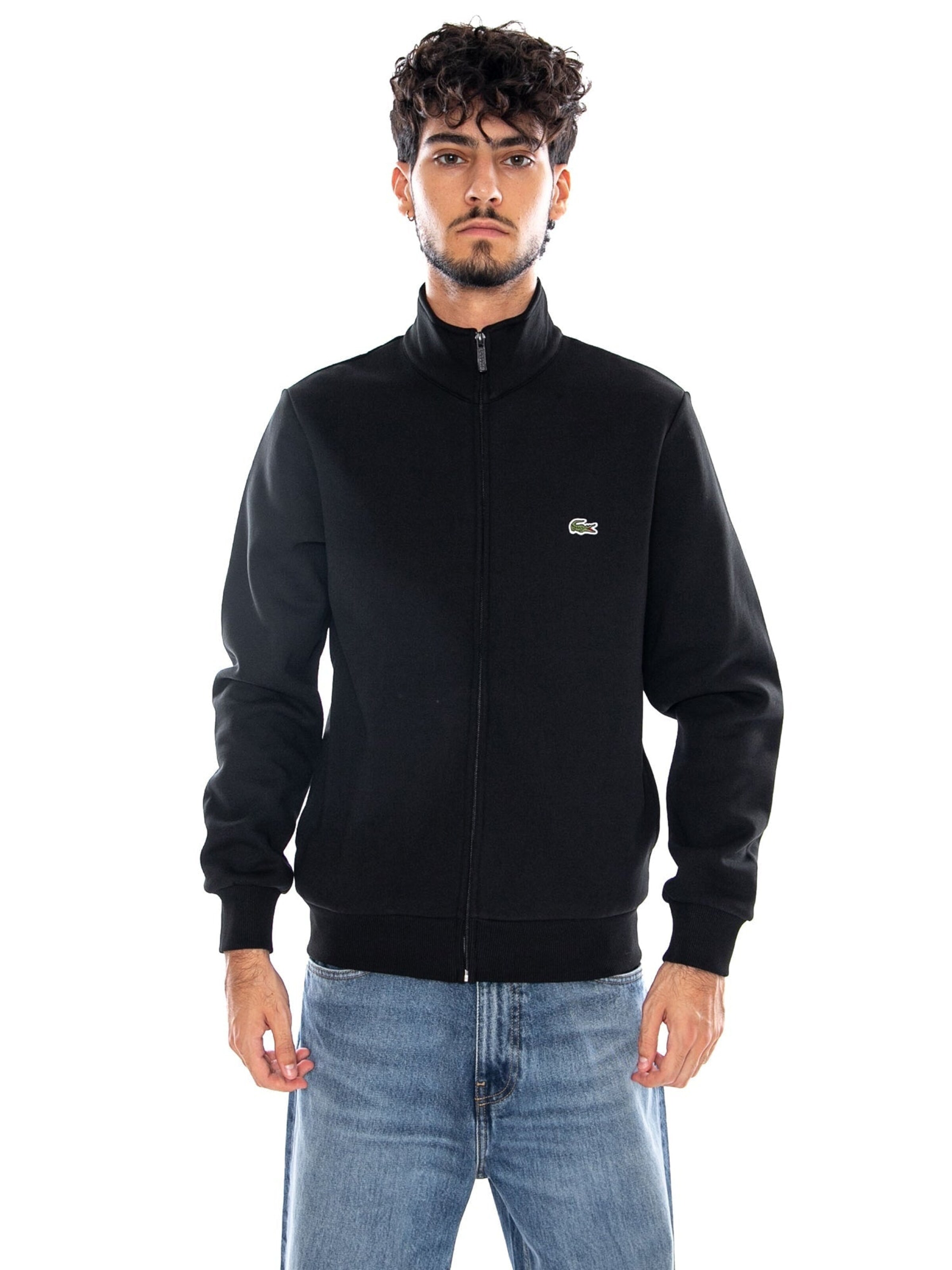 LACOSTE Sweatvest 'SWEATSHIRT BLACK' in Zwart: voorkant