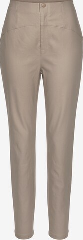 LASCANA Slim fit Trousers in Beige: front