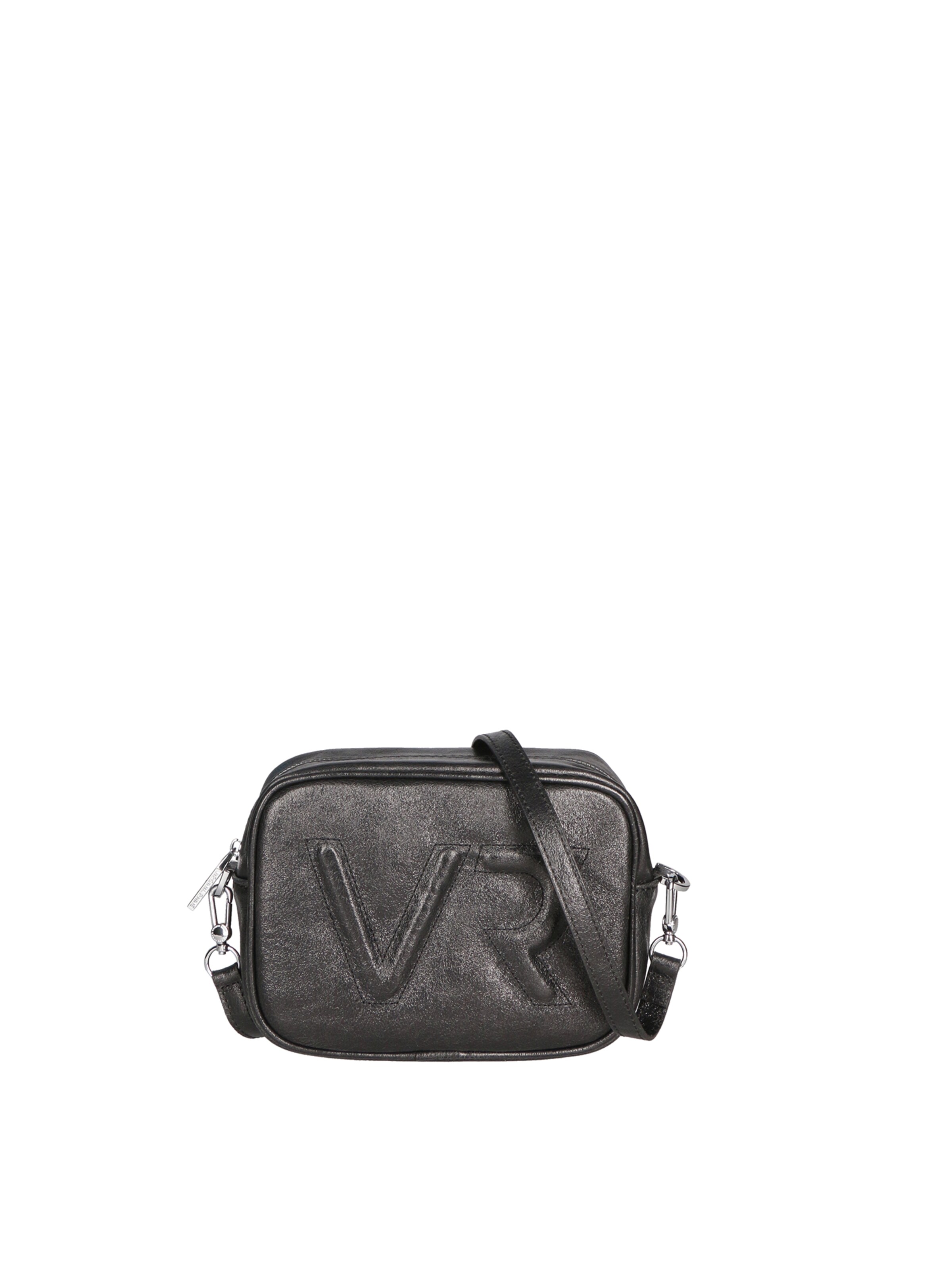 Borsa a tracolla 'Borsa a Tracolla Donna Pelle Laminata con Zip' di Virginia Rhinè in nero: frontale