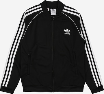 ADIDAS ORIGINALS Sweat jacket in Black: front