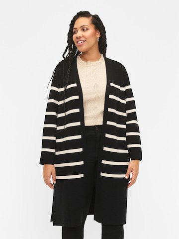 Zizzi Knit Cardigan 'MZOE' in Black: front