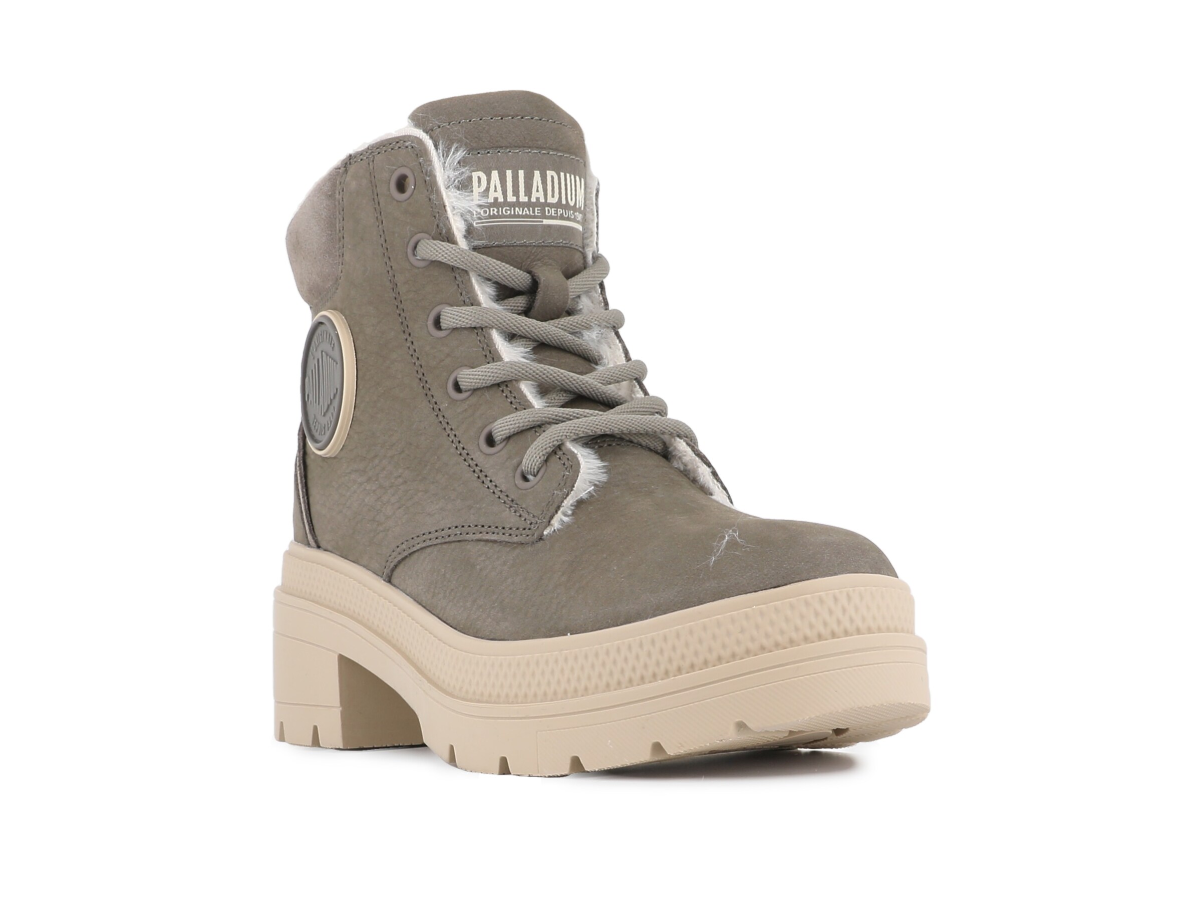Palladium Lace-Up Boots 'Pallarise' in Beige: front