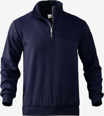 KoJooin Sweater 'Herren Pullover mit 1/4-Reißverschluss und Kabelstrick – Langarm, Stehkragen, Reguläre Passform' in Blue: front
