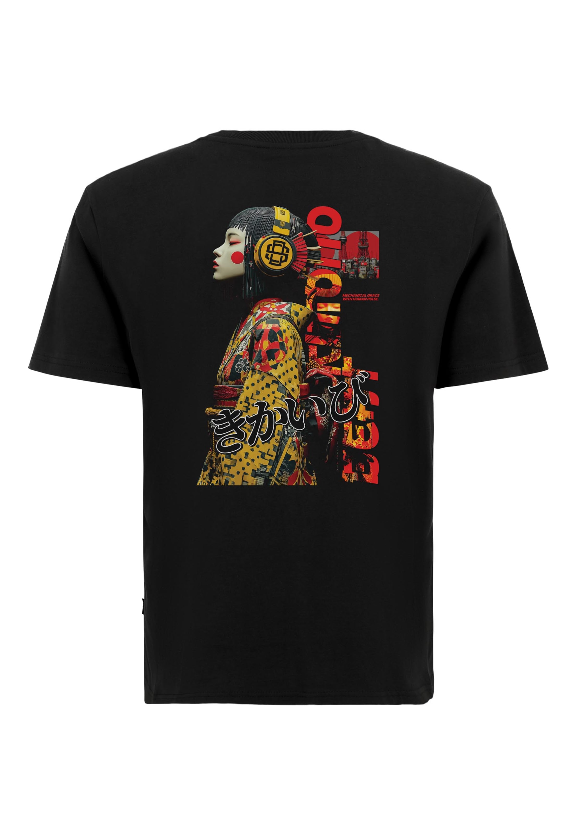 Oldskull Shirt 'Asian Kimono Beat' in Black: front