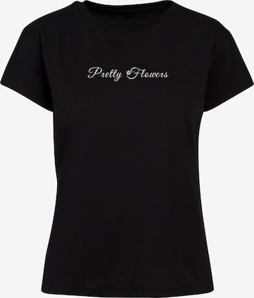 Merchcode Shirt 'Pretty Flowers' in Zwart: voorkant
