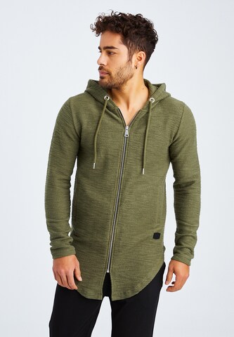 Leif Nelson Zip-Up Hoodie in Green: front