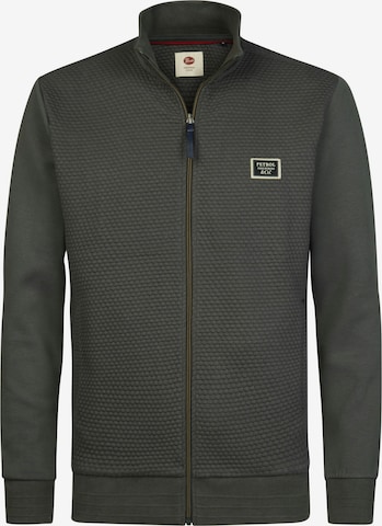 Petrol Industries - Sudadera con cremallera en verde: frente