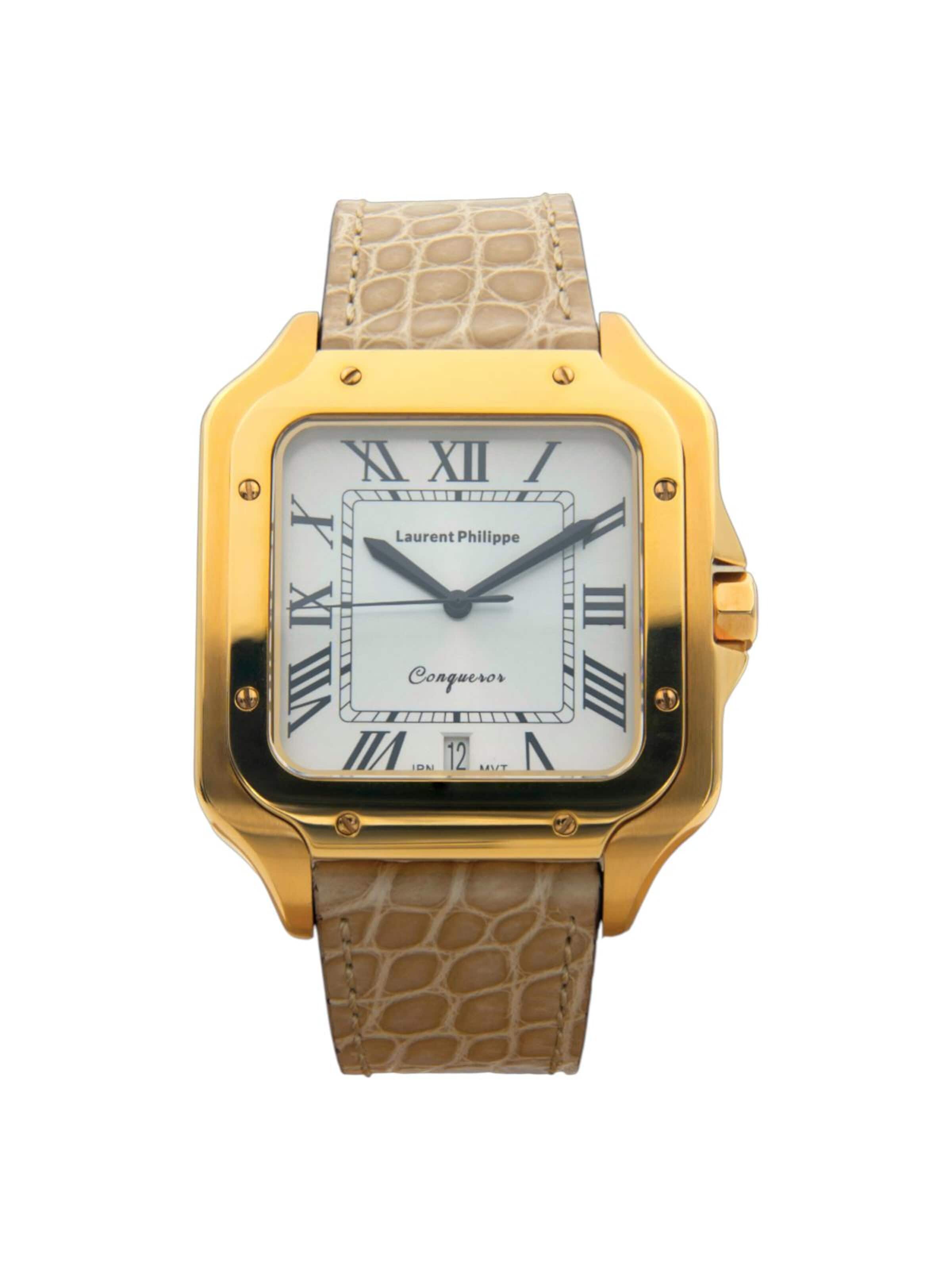 Orologio analogico 'Conqueror The Golden Empress – Desert Pearl' di Laurent Philippe in beige: frontale