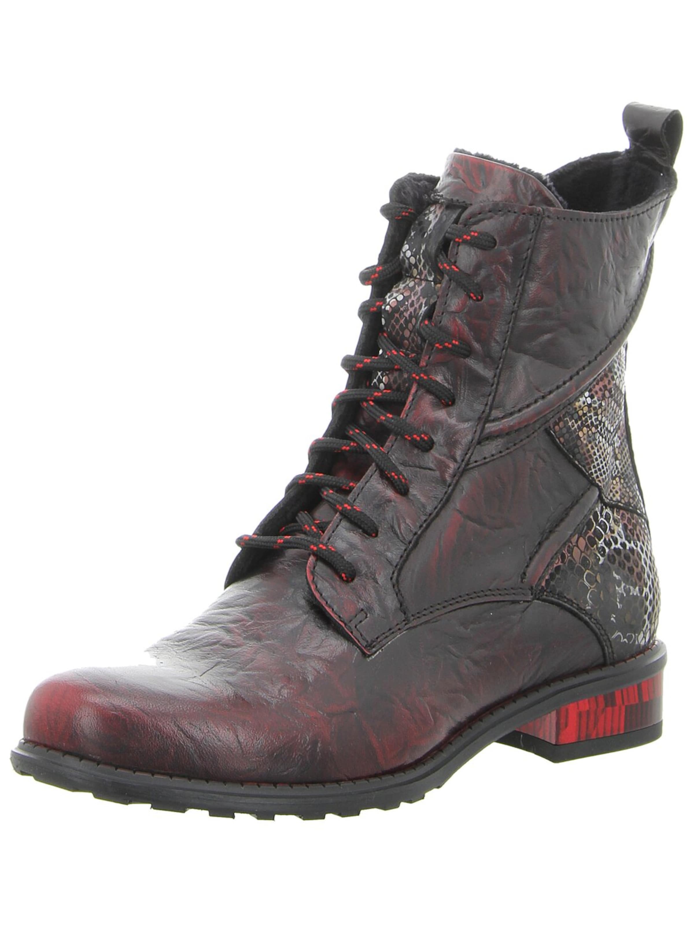 Simen Lace-Up Boots 'Damen Stiefelette 7847A WEINROT Echt Leder in bordeaux' in Red: front